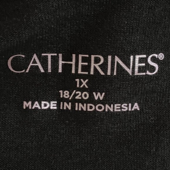 Catherines 1X Black Strappy Cage Front Illusion V-Neck Knit Top Blouse Plus - Picture 3 of 4